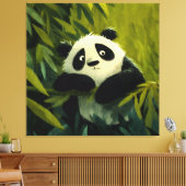 Neugieriger Panda Bambus Einblick Leinwanddruck (Insitu (Wohnzimmer))