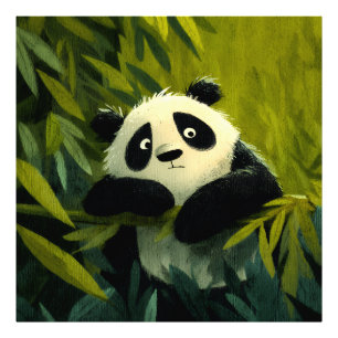 Neugieriger Panda Bambus Spähen Fotodruck