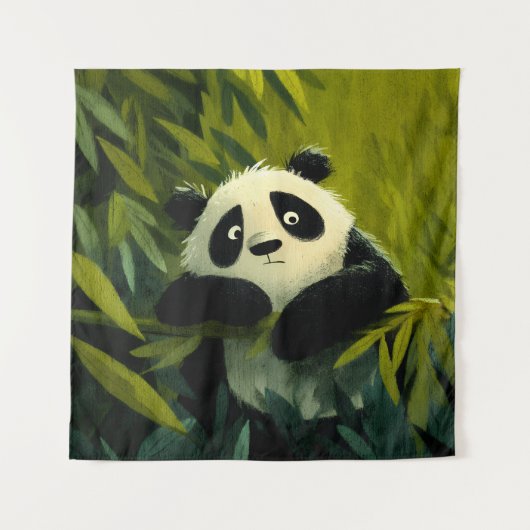Neugieriger Panda Bambus Spähen Wandteppich (Vorderseite)
