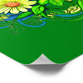 Neugieriger Raccoon im farbenfrohen Blumengarten Poster (Ecke)