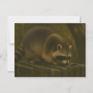 Neugieriger Raccoon - Realistischer Wald und Wildt Postkarte
