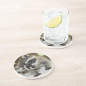 Neugieriger Raccoon-Untersetzer Sandstein Untersetzer (Seite)