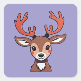Neugieriger Rentier mit Antlers Quadratischer Aufkleber