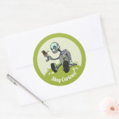 Neugieriger Roboter sieht seinen ersten Butterfly- Runder Aufkleber (Umschlag)