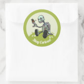 Neugieriger Roboter sieht seinen ersten Butterfly- Runder Aufkleber (Tasche)