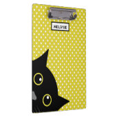 Neugieriger schwarze Katzen-Gelb-Polka-Punkt Klemmbrett (Rechts)