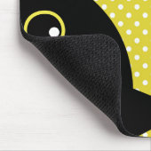 Neugieriger schwarze Katzen-Gelb-Polka-Punkt Mousepad (Ecke)