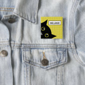 Neugieriger Schwarzkatzengelber Polka-Dot Personal Button (Beispiel)