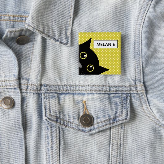 Neugieriger Schwarzkatzengelber Polka-Dot Personal Button (Beispiel)