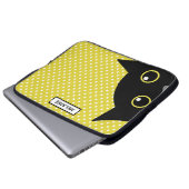 Neugieriger Schwarzkatzengelber Polka-Dot Personal Laptopschutzhülle (Vorne Knopf)