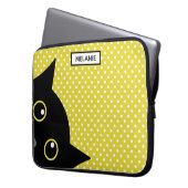 Neugieriger Schwarzkatzengelber Polka-Dot Personal Laptopschutzhülle (Vorderseite Links)