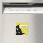 Neugieriger Schwarzkatzengelber Polka-Dot Personal Magnet (In Situ (Geschirrspüler))