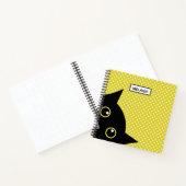 Neugieriger Schwarzkatzengelber Polka-Dot Personal Notizblock (Innenseite)