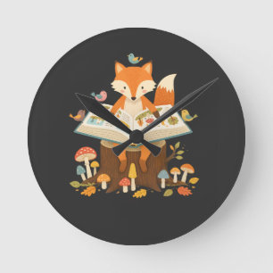 Neugieriger Waldleser Runde Wanduhr