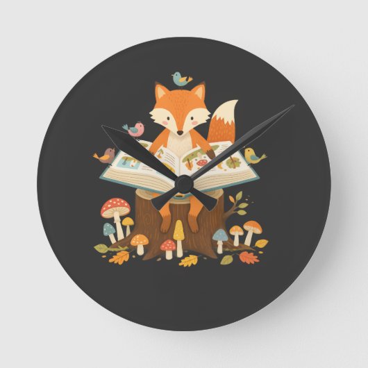 Neugieriger Waldleser Runde Wanduhr (Vorderseite)