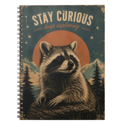 Neugieriger Waschbär Vintage Notizblock (Vorderseite)