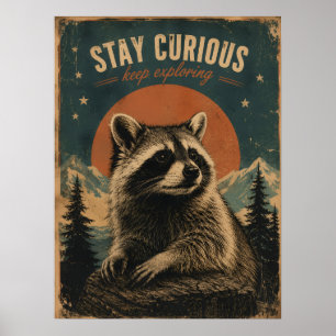 Neugieriger Waschbär Vintage  Poster