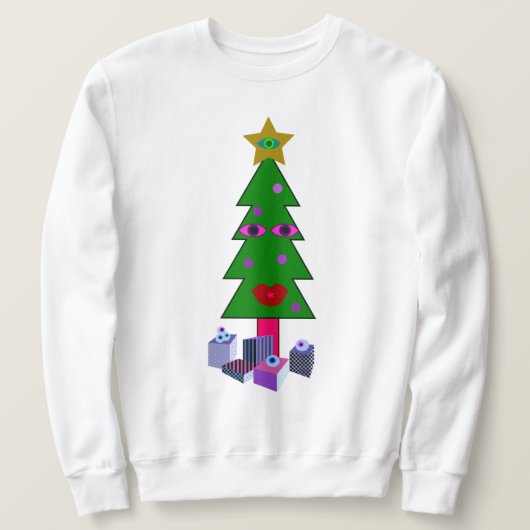 Neugieriger Weihnachtsbaum Ugly Sweater Sweatshirt (Design vorne)