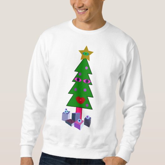 Neugieriger Weihnachtsbaum Ugly Sweater Sweatshirt (Vorderseite)