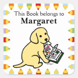 Neugieriger Yellow Labrador Puppy Quadratischer Aufkleber