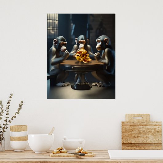 Neugieriges Apes Poster (Küche)
