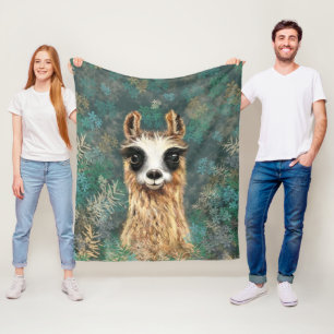 Neugieriges Baby Lama Lustige Fleece-Decke Fleecedecke
