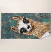 Neugieriges Baby Llama Funny Beach Handtuch (Vorderseite)