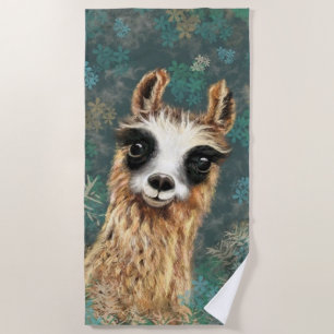 Neugieriges Baby Llama Funny Beach Handtuch