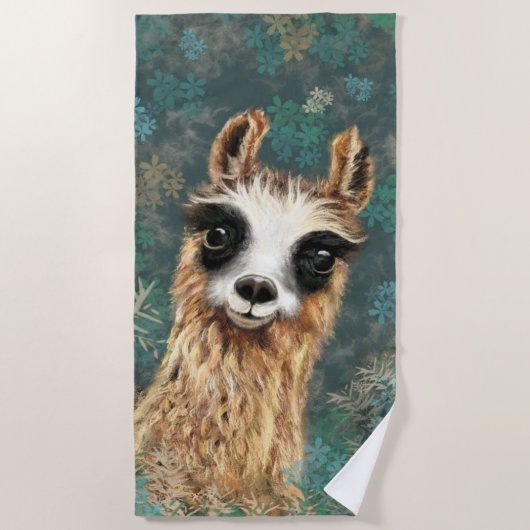 Neugieriges Baby Llama Funny Beach Handtuch (Vorderseite)