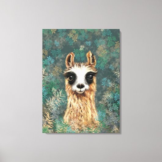 Neugieriges Baby Llama Funny Canvas Print - Malere Leinwanddruck (Vorderseite)