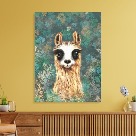Neugieriges Baby Llama Funny Canvas Print - Malere Leinwanddruck (Insitu (Wohnzimmer))