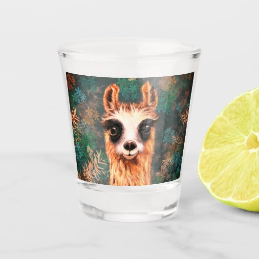 Neugieriges Baby Llama Shot Glass Funny Gift Schnapsglas (Vorderseite)