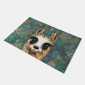 Neugieriges Baby Llama - Willkommen Fußmatte (Schrägansicht)