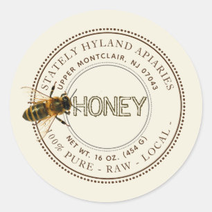 Neugieriges Bienenessbares Honiglabel (Elfenbein) Runder Aufkleber