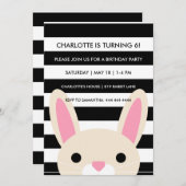 Neugieriges Bunny | Streifen | Geburtstagsfeier Einladung (Vorne/Hinten)