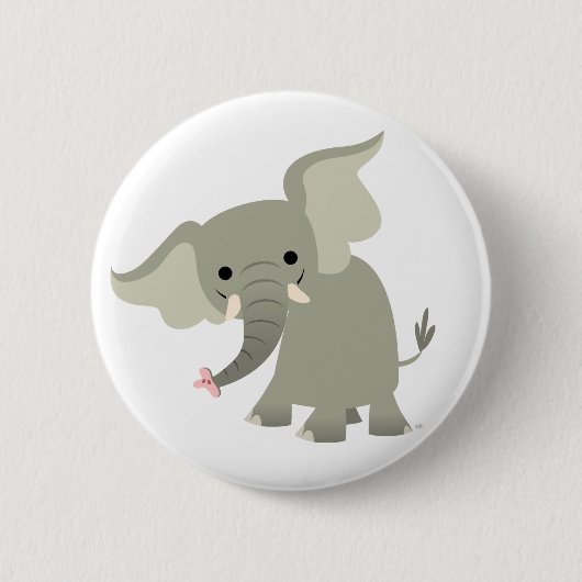 Neugieriges Cartoon-Elefant-Knopf-Abzeichen Button (Vorderseite)