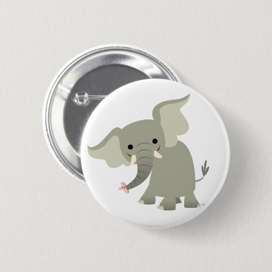 Neugieriges Cartoon-Elefant-Knopf-Abzeichen Button (Vorne & Hinten)