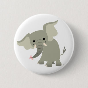 Neugieriges Cartoon-Elefant-Knopf-Abzeichen Button