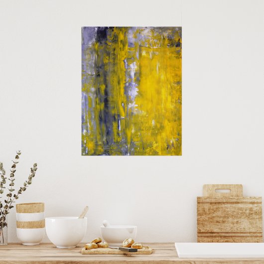 'Neugieriges' graues und gelbes Abstrakt Art Poste Poster (Küche)