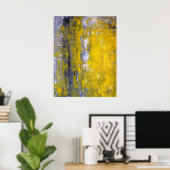 'Neugieriges' graues und gelbes Abstrakt Art Poste Poster (Heimbüro)