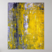 'Neugieriges' graues und gelbes Abstrakt Art Poste Poster (Vorne)