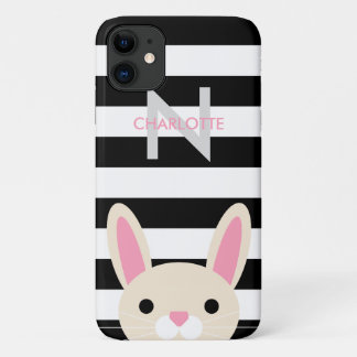 Neugieriges Häschen | Stripes | Monogramm Case-Mate iPhone Hülle