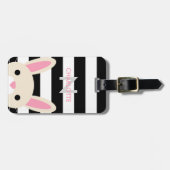 Neugieriges Häschen | Stripes | Monogramm Gepäckanhänger (Vorderseite horizontal)