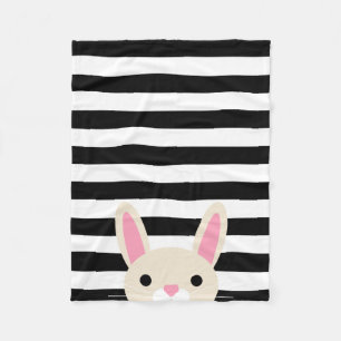 Neugieriges Häschen Stripes schwarzes u. Wei Fleecedecke