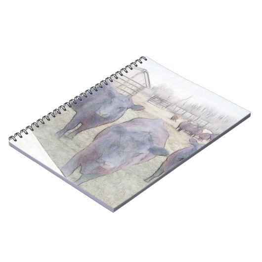 Neugieriges junges schwarzes Angus Notizblock (Linke Seite)