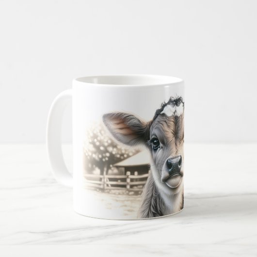 Neugieriges Kalb Kaffeetasse (Vorderseite Links)