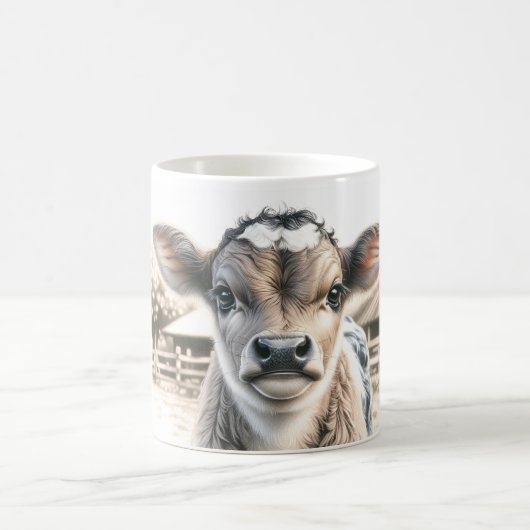 Neugieriges Kalb Kaffeetasse (Mittel)