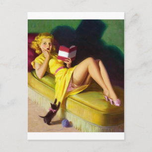 Neugieriges Kätzchen Pin Up Postkarte