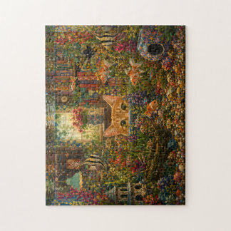 Neugieriges Katzen-Aquarium-Aquarell-Puzzle | Wh Puzzle