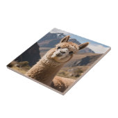 Neugieriges Lama-Bergporträt Fliese (Seite)